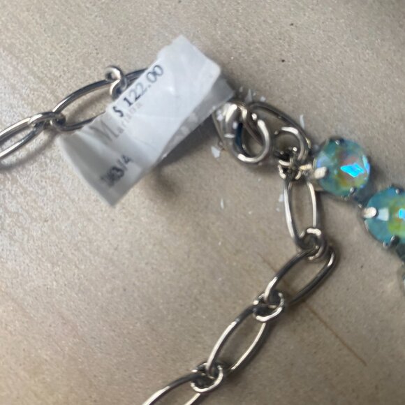 NWT Mariana Icy Blue Aqua Crystal Collar Necklace Silver Rhodium 17" Preppy - Picture 6 of 9